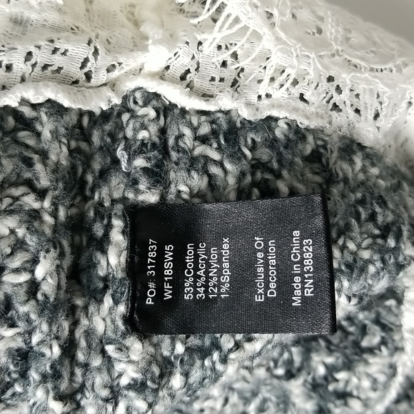 Shyanne Grey Knit Lace Trim Sweater Size Large - Picture 6 of 10